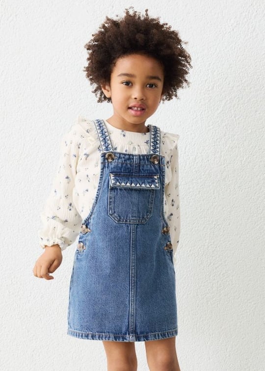 Mayoral Kız Çocuk Denim Salopet Elbise Mavi 4910