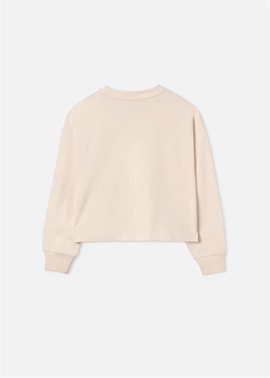 Mayoral Kız Çocuk Düşük Omuzlu Sweatshirt Bej 6455