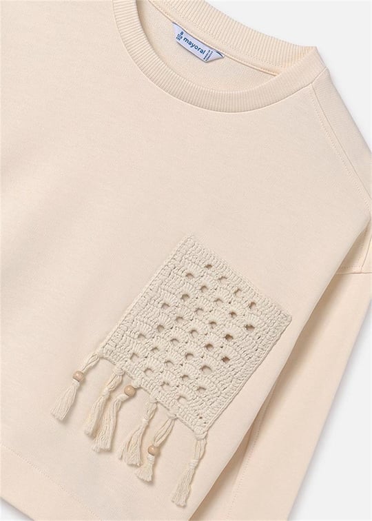 Mayoral Kız Çocuk Düşük Omuzlu Sweatshirt Bej 6455