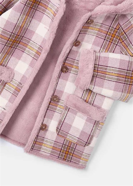 Mayoral Kız Çocuk Ekose Peluş Kaban Pembe 4485