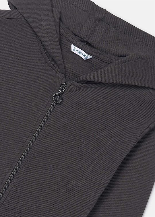 Mayoral Kız Çocuk Fermuarlı Kapüşonlu Sweatshirt Ceket Antrasit 6408
