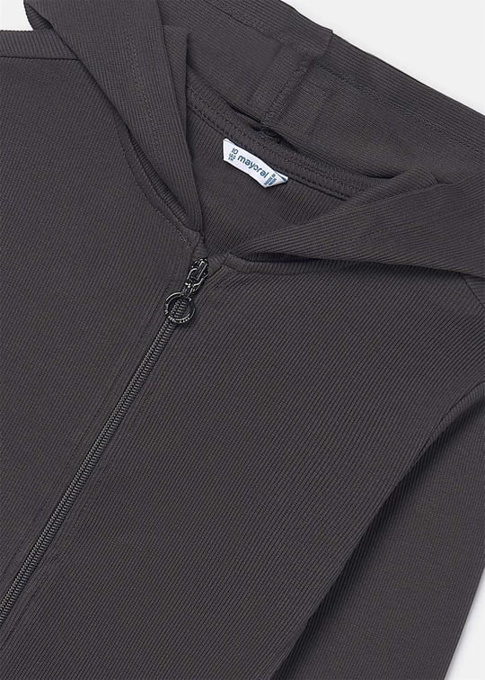 Mayoral Kız Çocuk Fermuarlı Kapüşonlu Sweatshirt Ceket Antrasit 6408