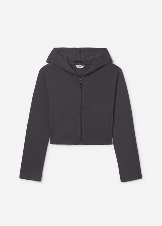 Mayoral Kız Çocuk Fermuarlı Kapüşonlu Sweatshirt Ceket Antrasit 6408