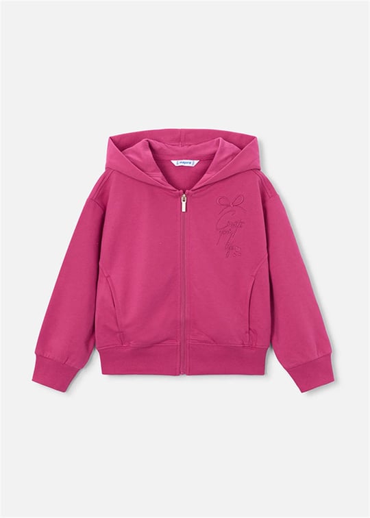 Mayoral Kız Çocuk Fermuarlı Kapüşonlu Sweatshirt Fuşya 3457