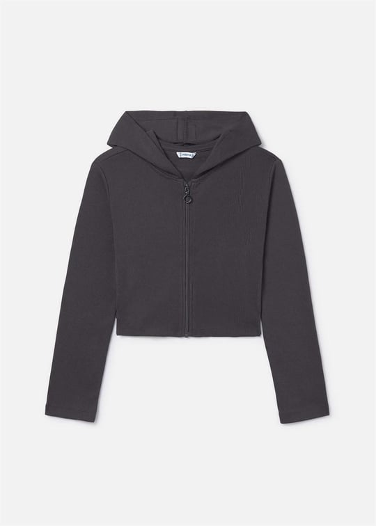 Mayoral Kız Çocuk Fermuarlı Kapüşonlu Sweatshirt Ceket Antrasit 6408