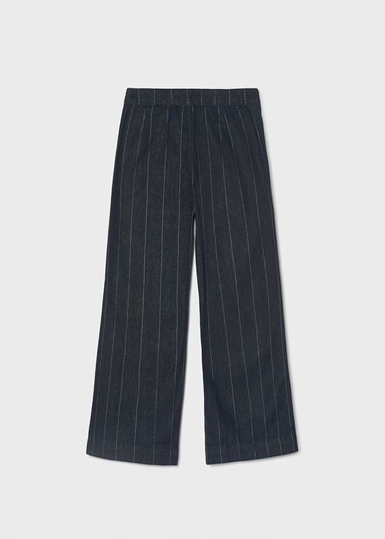 Mayoral Kız Çocuk Geniş Paça Çizgili Denim Pantolon Lacivert 7525