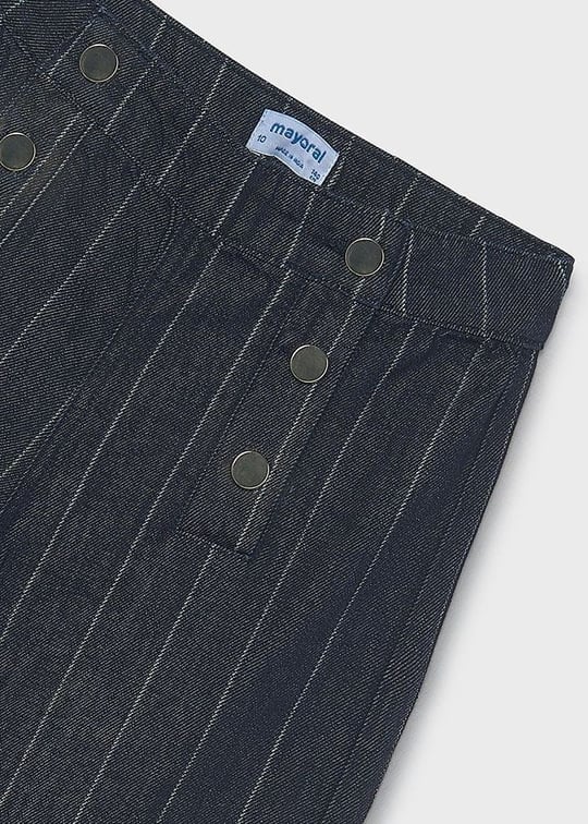 Mayoral Kız Çocuk Geniş Paça Çizgili Denim Pantolon Lacivert 7525