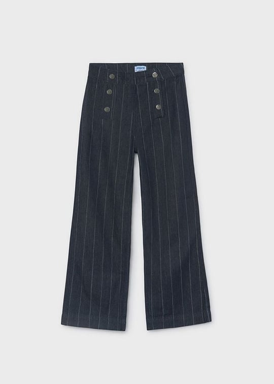 Mayoral Kız Çocuk Geniş Paça Çizgili Denim Pantolon Lacivert 7525