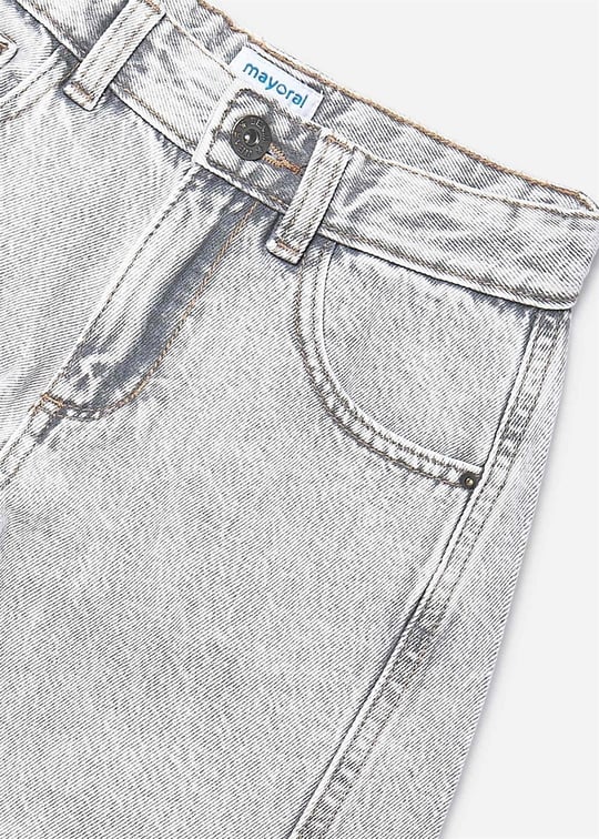 Mayoral Kız Çocuk Geniş Paça Denim Pantolon Gri 6552