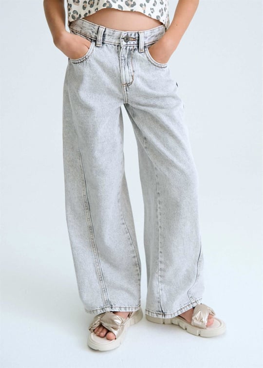 Mayoral Kız Çocuk Geniş Paça Denim Pantolon Gri 6552