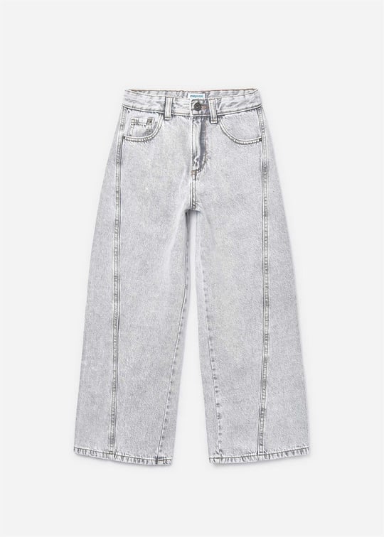 Mayoral Kız Çocuk Geniş Paça Denim Pantolon Gri 6552