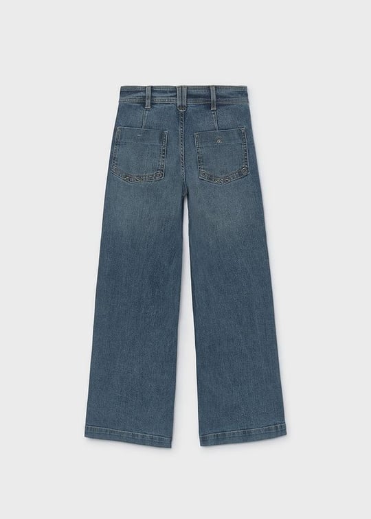 Mayoral Kız Çocuk Geniş Paça Denim Pantolon Mavi 7503