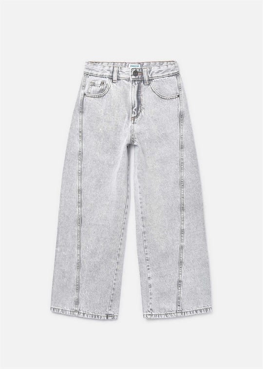 Mayoral Kız Çocuk Geniş Paça Denim Pantolon Gri 6552