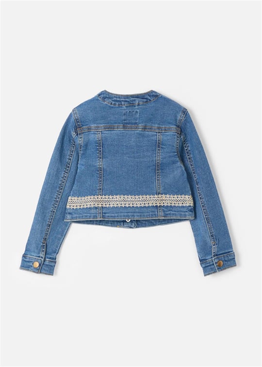 Mayoral Kız Çocuk Güpür Detaylı Denim Ceket Mavi 3406
