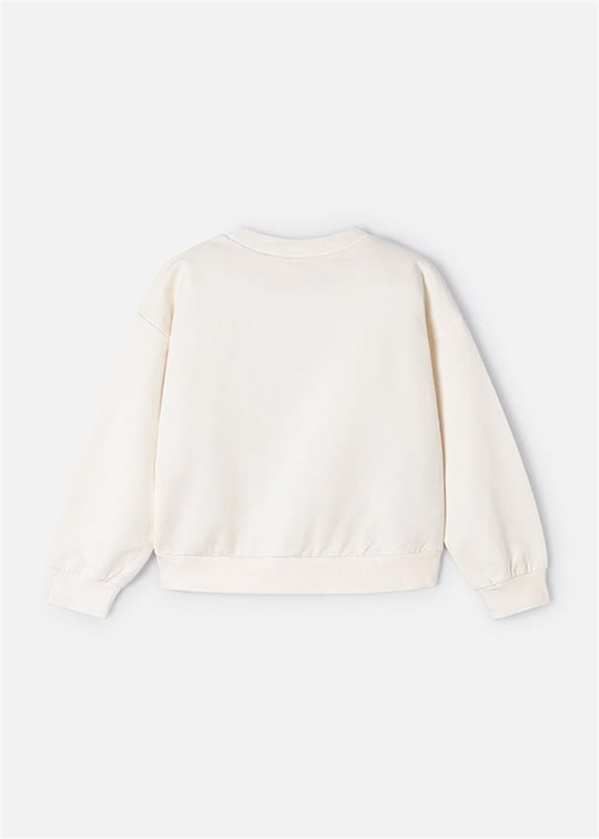 Mayoral Kız Çocuk İşlemeli Çizim Sweatshirt Bej 3469