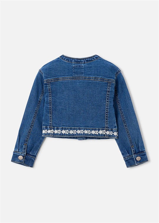 Mayoral Kız Çocuk İşlemeli Denim Ceket Mavi 3453