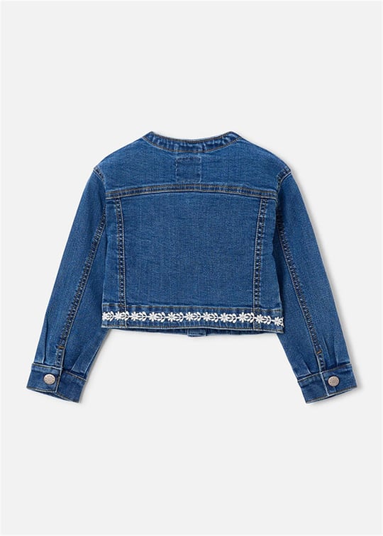 Mayoral Kız Çocuk İşlemeli Denim Ceket Mavi 3453