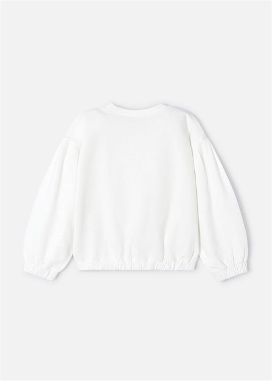 Mayoral Kız Çocuk İşlemeli Harfli Sweatshirt Krem 3468
