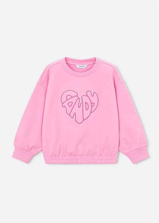 Mayoral Kız Çocuk İşlemeli Sweatshirt Pembe 3449