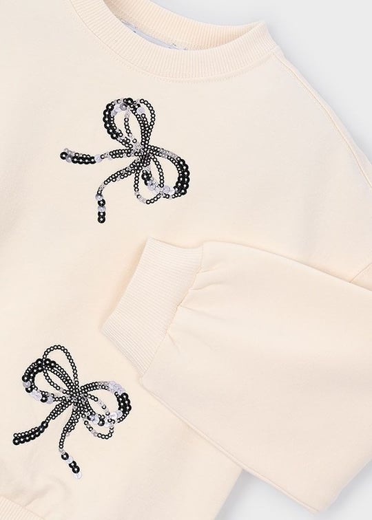 Mayoral Kız Çocuk İşlemeli Sweatshirt Krem 4405