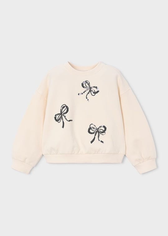 Mayoral Kız Çocuk İşlemeli Sweatshirt Krem 4405