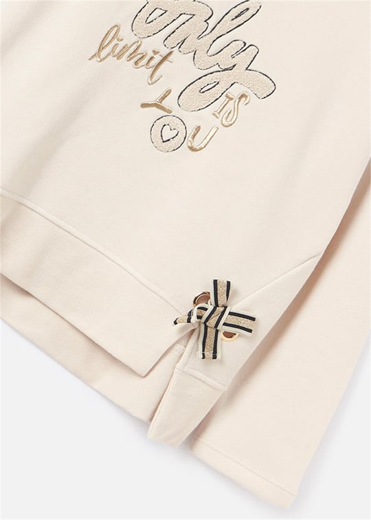 Mayoral Kız Çocuk İşlemeli Tayt Sweatshirt Takım Bej 7747 
