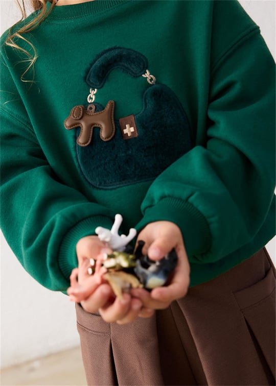Mayoral Kız Çocuk Kabartmalı Sweatshirt Zümrüt Yeşili 4407