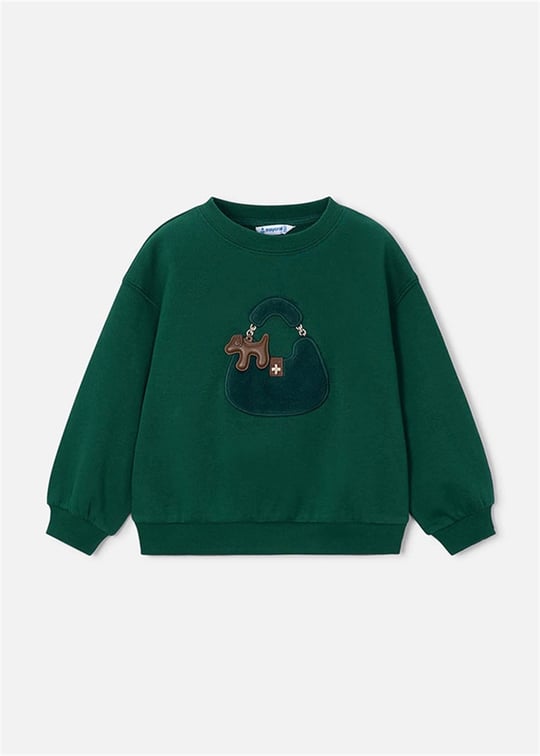 Mayoral Kız Çocuk Kabartmalı Sweatshirt Zümrüt Yeşili 4407