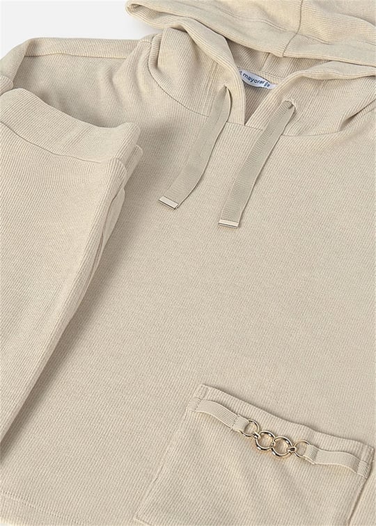 Mayoral Kız Çocuk Kapüşonlu Sweatshirt Alt Takım Bej 7531