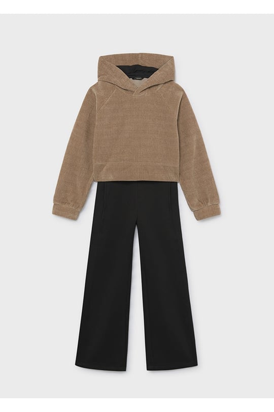 Mayoral Kız Çocuk Kapüşonlu Sweatshirt Eşofman Takımı Bej 7859