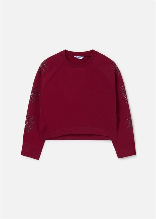 Mayoral Kız Çocuk Kol Detaylı Sweatshirt Bordo 7471