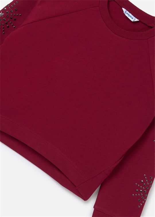 Mayoral Kız Çocuk Kol Detaylı Sweatshirt Bordo 7471