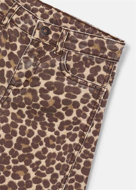 Mayoral Kız Çocuk Leopar Desenli Gabardin Pantolon Kahverengi 4519