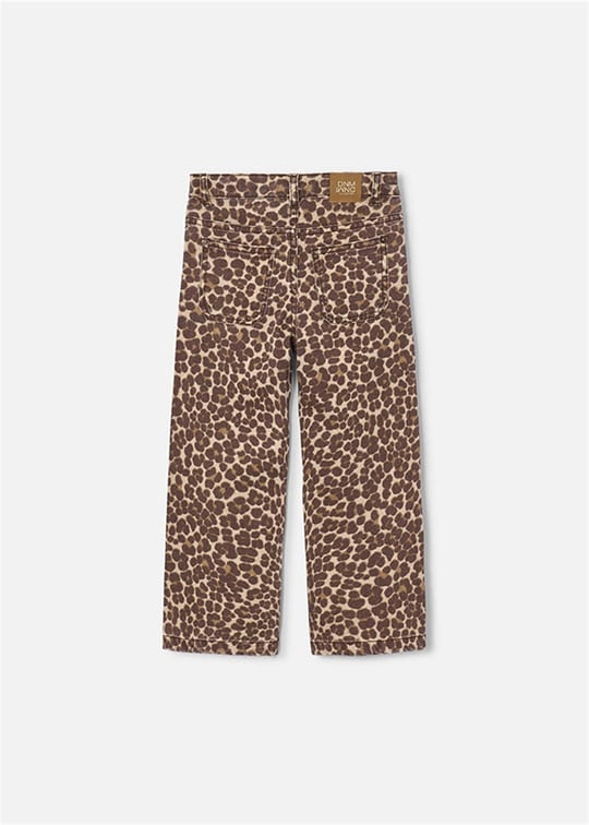 Mayoral Kız Çocuk Leopar Desenli Gabardin Pantolon Kahverengi 4519