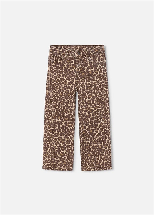Mayoral Kız Çocuk Leopar Desenli Gabardin Pantolon Kahverengi 4519