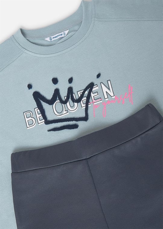Mayoral Kız Çocuk Parlak Tayt Ve Sweatshirt Takım Petrol 7759