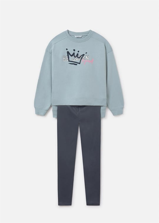 Mayoral Kız Çocuk Parlak Tayt Ve Sweatshirt Takım Petrol 7759