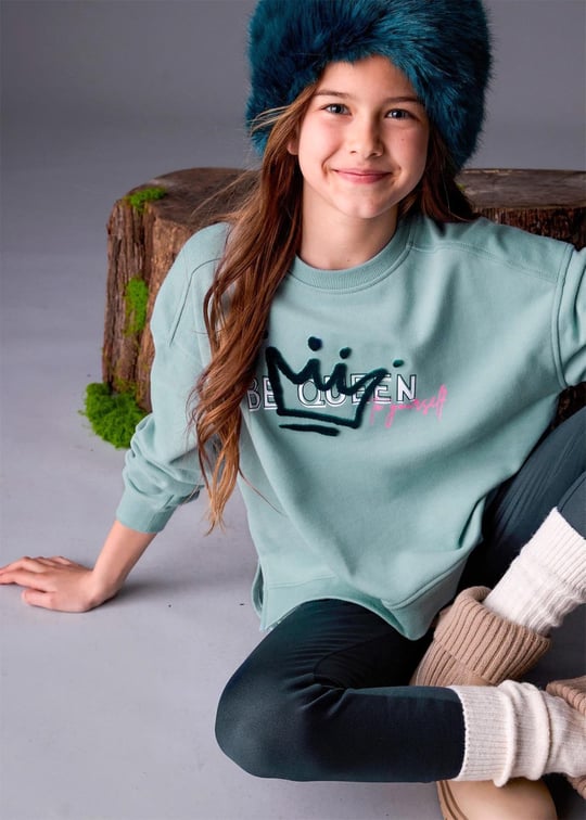 Mayoral Kız Çocuk Parlak Tayt Ve Sweatshirt Takım Petrol 7759