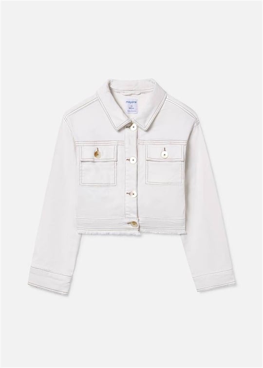 Mayoral Kız Çocuk Püsküllü Denim Ceket Krem 6407