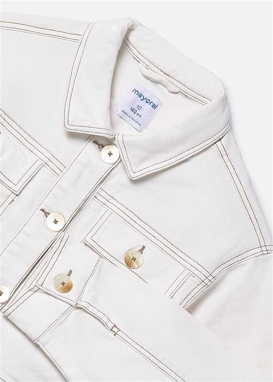 Mayoral Kız Çocuk Püsküllü Denim Ceket Krem 6407
