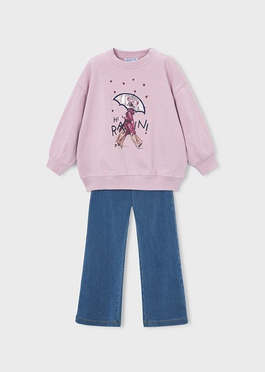 Mayoral Kız Çocuk Sweatshirt Tayt Takım Pudra 4732