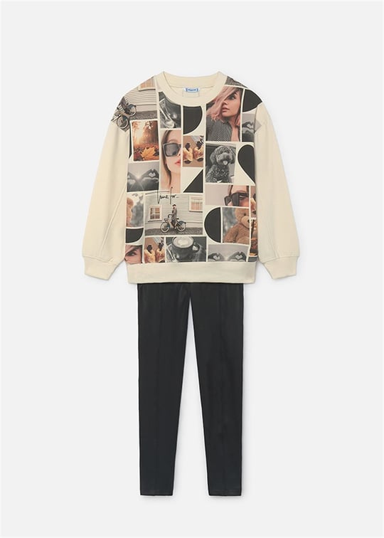 Mayoral Kız Çocuk Sweatshirt Tayt Takım Siyah 7763