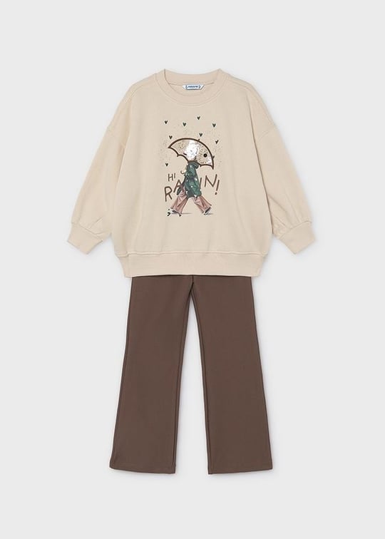 Mayoral Kız Çocuk Sweatshirt Tayt Takım Kahverengi 4732
