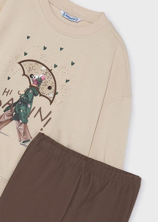 Mayoral Kız Çocuk Sweatshirt Tayt Takım Kahverengi 4732