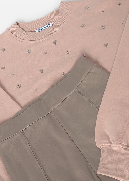 Mayoral Kız Çocuk Sweatshirt Tayt Takım Bej 7763