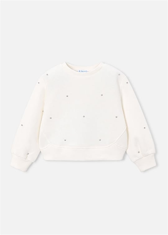Mayoral Kız Çocuk Taşlı Sweatshirt Beyaz 4408