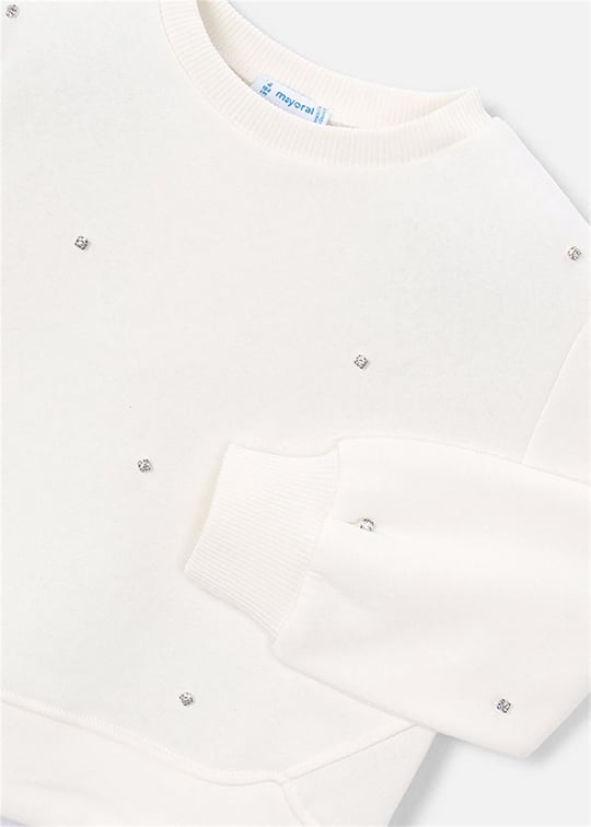 Mayoral Kız Çocuk Taşlı Sweatshirt Beyaz 4408
