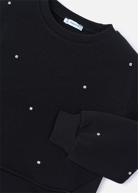 Mayoral Kız Çocuk Taşlı Sweatshirt Siyah 4408