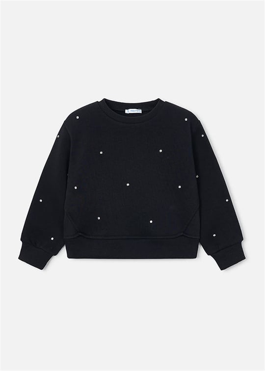 Mayoral Kız Çocuk Taşlı Sweatshirt Siyah 4408