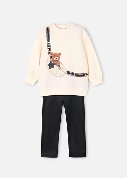 Mayoral Kız Çocuk Tayt Sweatshirt Takım Krem 4727